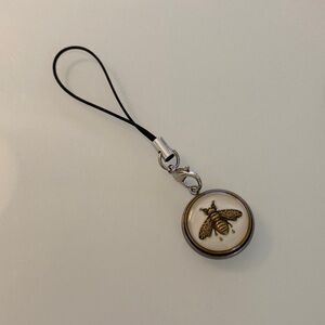 Gucci White and Gold Bee Charm Phone Strap